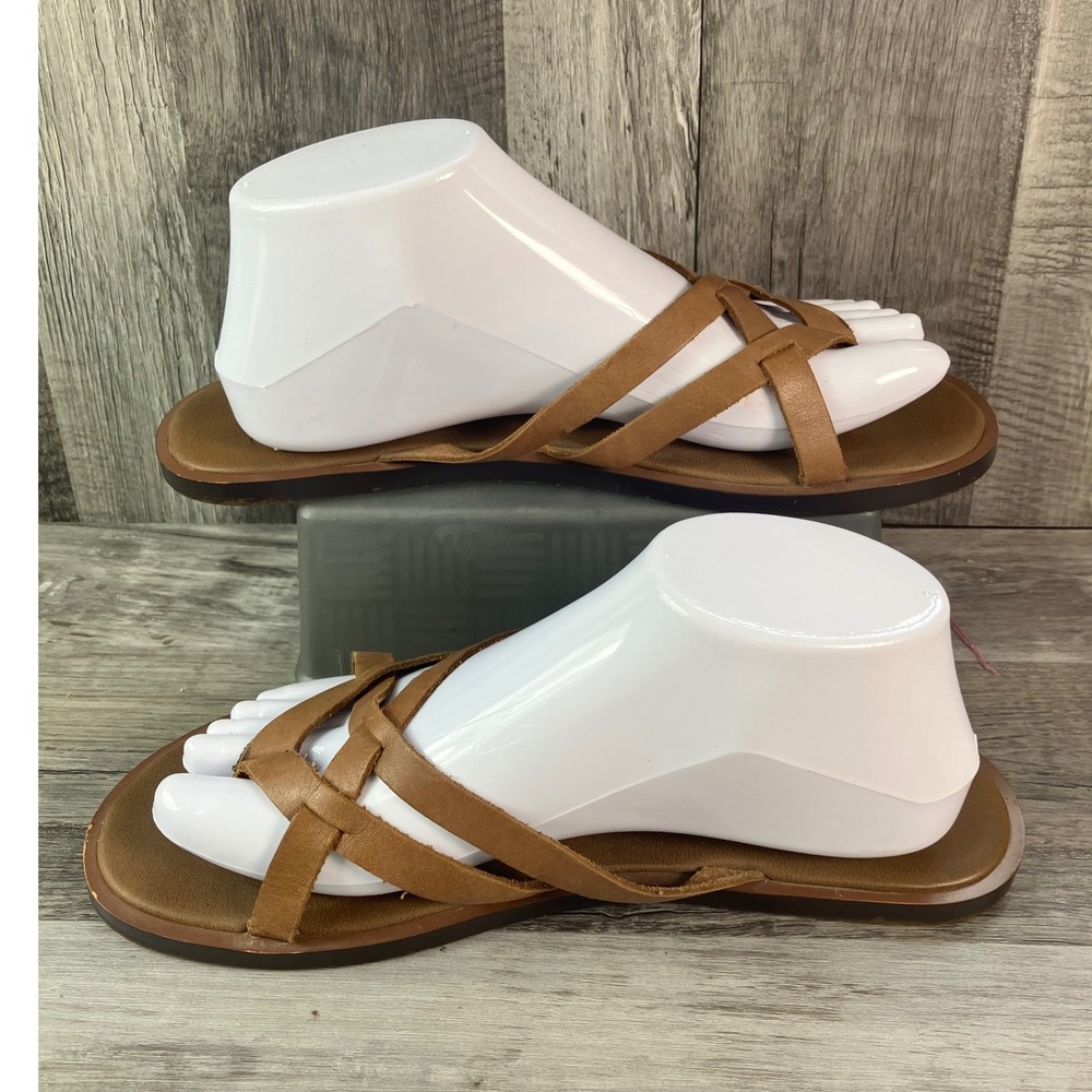Sanuk Yoga Sling Ella Brown Strappy Toe Loop Flat Sandals Womens 9 1019792 - Picture 2 of 6